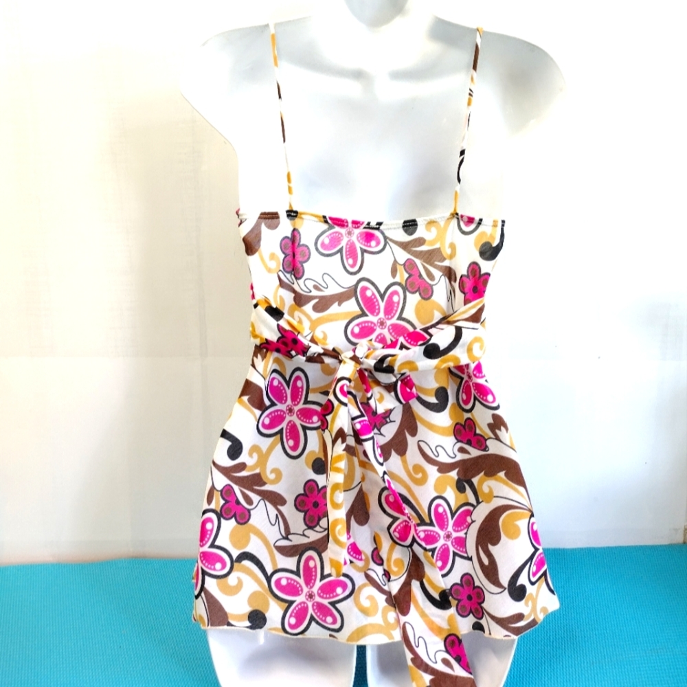 Cefian Floral Spaghetti Strap Empire Waist Top Size M - Picture 4 of 8